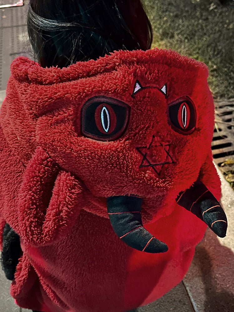 Red Devil Gothic Winter Plush Pajama Set Nightgown with Pants