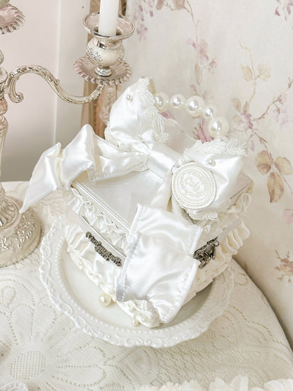 Creamy White Bead Details Hand Bag / Crossbody