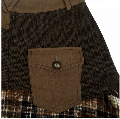 Wasteland Punk Coffee Plaid Handkerchief Skirt