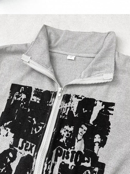 Gray Bittersweet Print Design Jacket