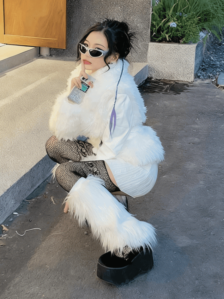 White Y2K 20CM/30CM/40CM Shaggy Leg Warmers