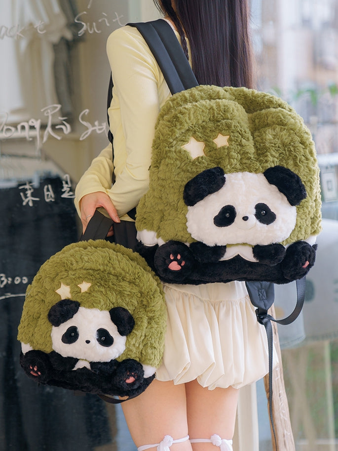 Black&Green Star Design Cute Plush Rabbit Backpack Middle/Large Size