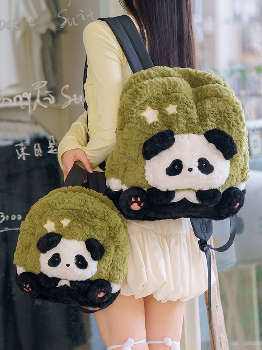 Black&Green Star Design Cute Plush Rabbit Backpack Middle/Large Size