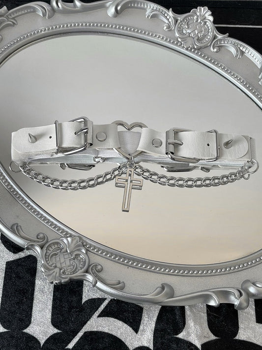 4 Color Options Punk Cross Pendant Studs Details Buckles Design Garter