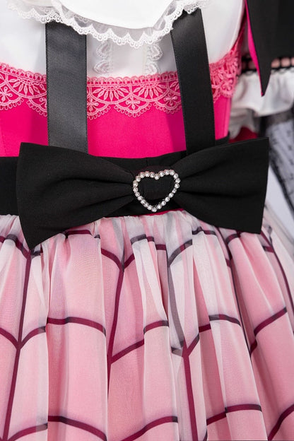 Fanart Fashion Outfit Hot Pink Under Bust Dress + Shirt + Cape + Leg Sleeves Full Set