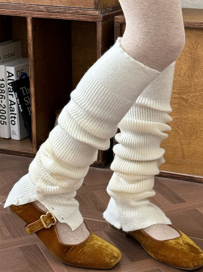White/Camel/Pink/Yellow/Coffee/Black/Grey Y2K Button Split Leg Warmers