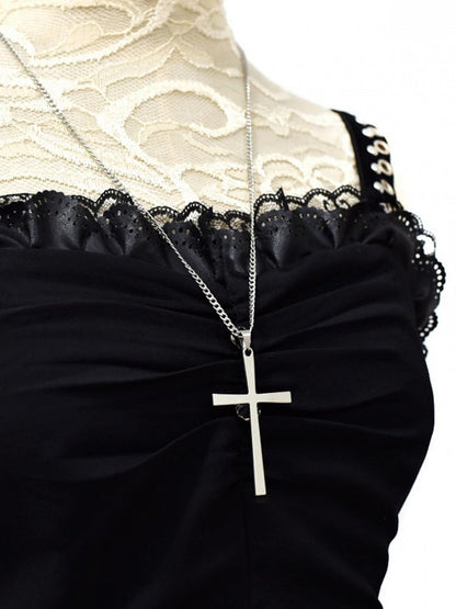 Silver Punk Gothic Cross Necklace