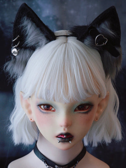 Black Heart Details Cat Ear Decorated KC