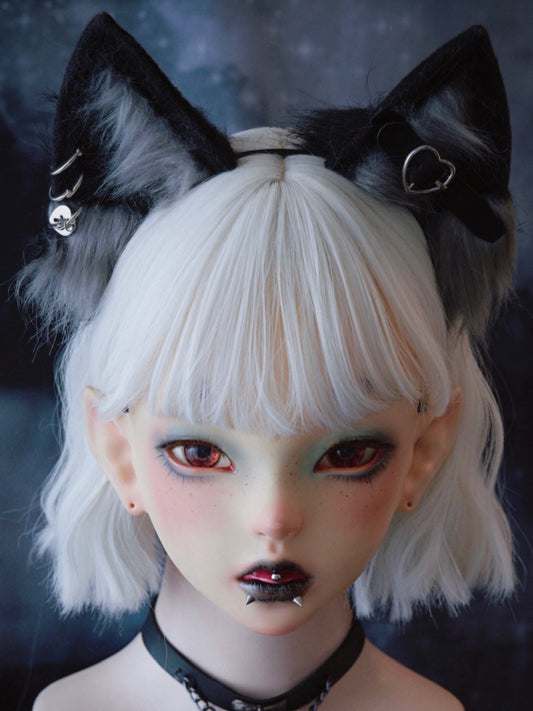Black Heart Details Cat Ear Decorated KC