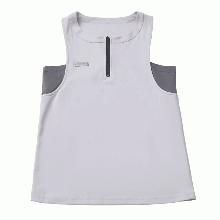Apricot Zipper Neckline Techwear Tank Top