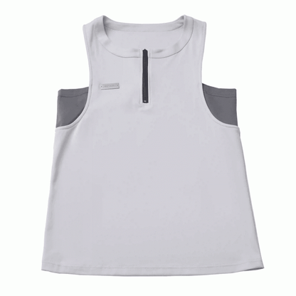 Apricot Zipper Neckline Techwear Tank Top