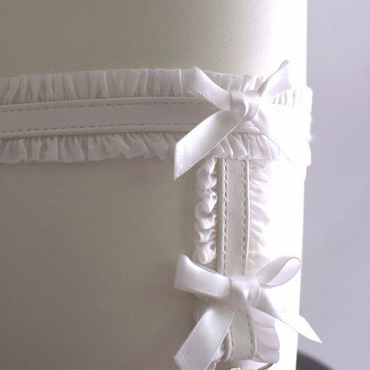 Black/White Y2K Bowknot Details Ruffled Garter