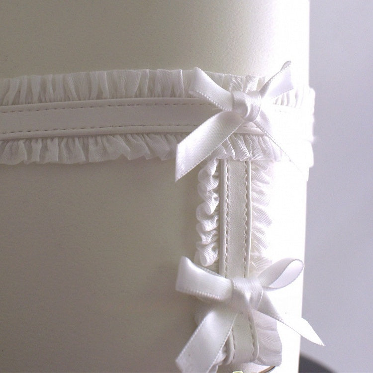 Black/White Y2K Bowknot Details Ruffled Garter