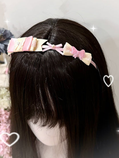 Yellow&Pink/Pink&Green Beaded Decorated Bowknot Details KC