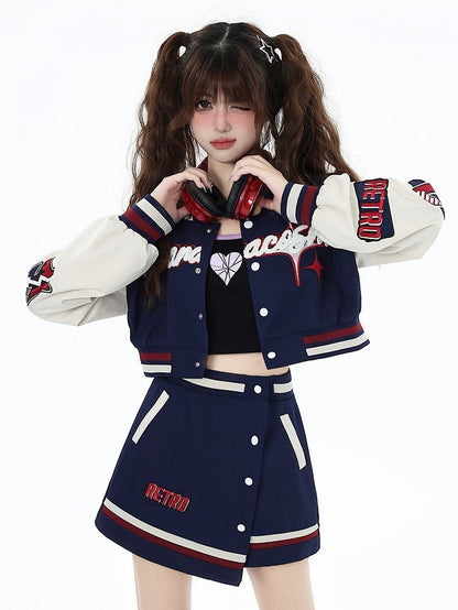 Blue High Waist Mini Skirt