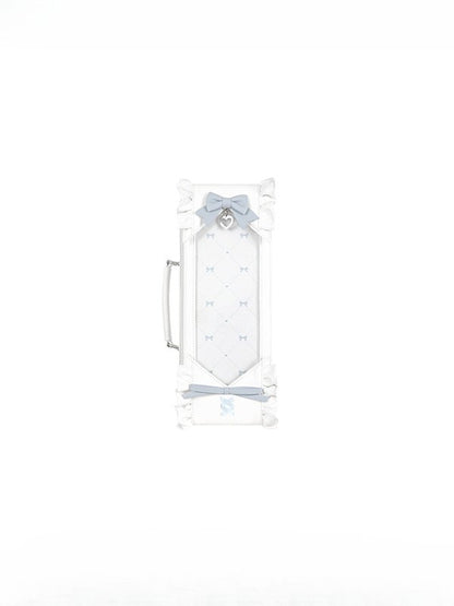 White&Blue Bowknot Details Diamond Pattern 1/6 Scale BJD Doll Bag with Two Straps