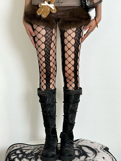 Black Y2K Cut-out Design Tights