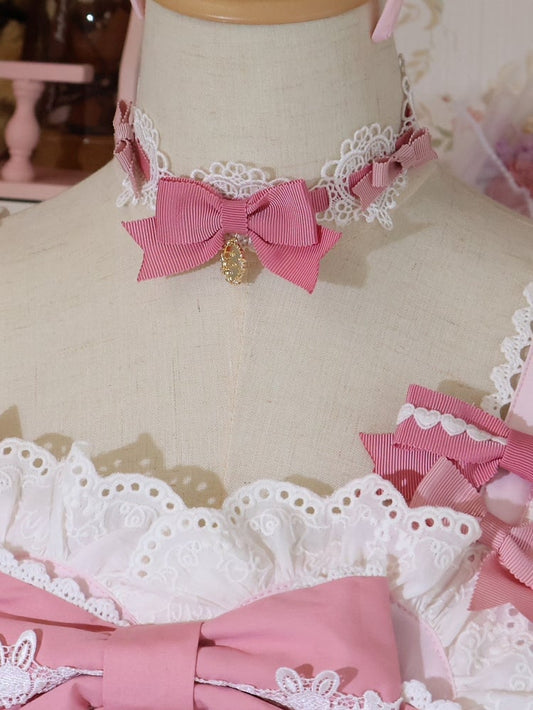 Pink Bowknot Details Choker