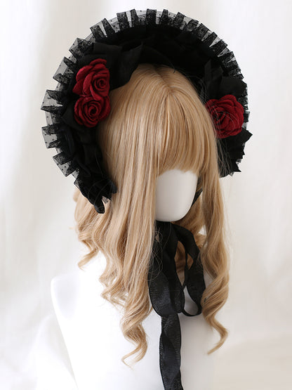 4 Colors Flower Details Gothic Bowknots Bonnet