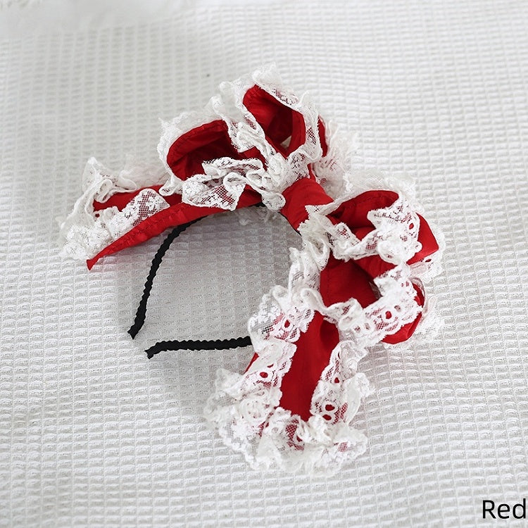11 Colors Large - Sized Sweet Lolita Multi - layer Bowknot KC With Lace Trims