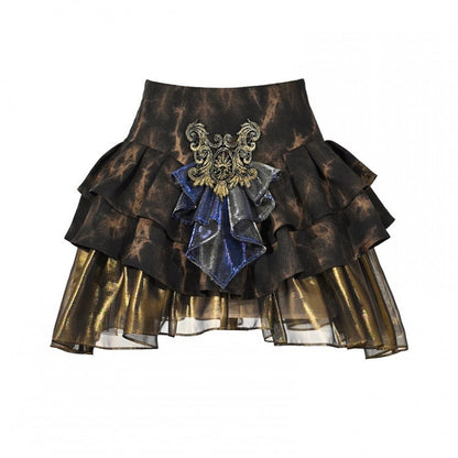 Black and Gold Tiered Ruffle Skirt with Shorts Lining