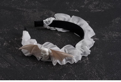 White Gothic Handmade Skeleton Bat Wing Ruffled KC