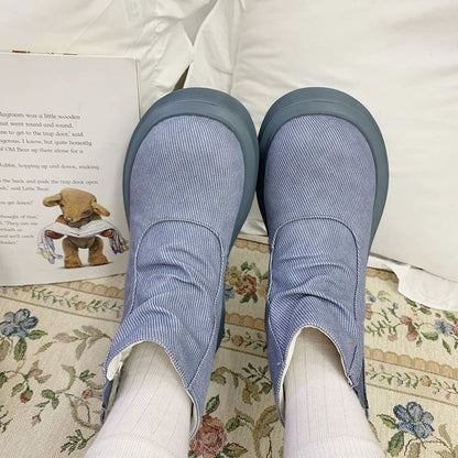 Bow Accents Denim Blue Sweet Winter Boots