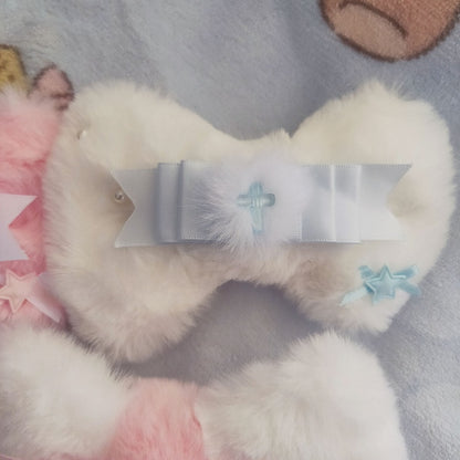 3 Color Options Star Decorated Plush Bowknot Hairclip