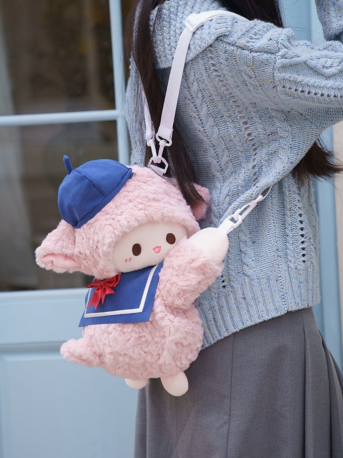 Blue Bowknot Decorated Sailor Collar + Blue Hat Middle/Large Size