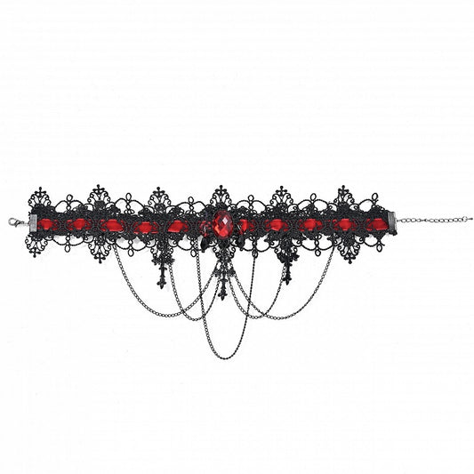 Dark Gothic Cross Pendants Black&Red Choker