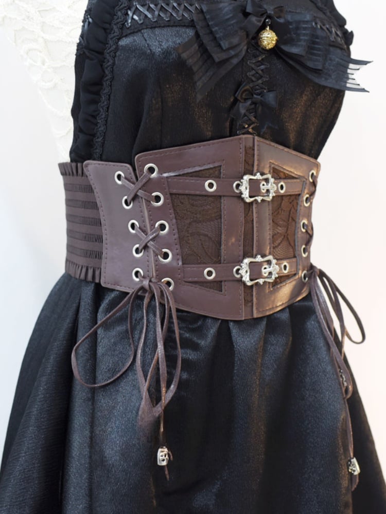 Wasteland Punk Gothic Brown Lace-up Buckle Corset Belt