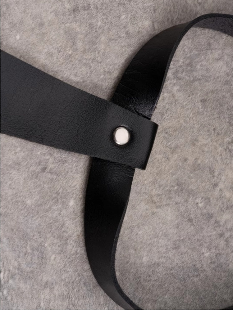 Black Gothic Butterfly Applique Studs Decorated Tie PU Choker