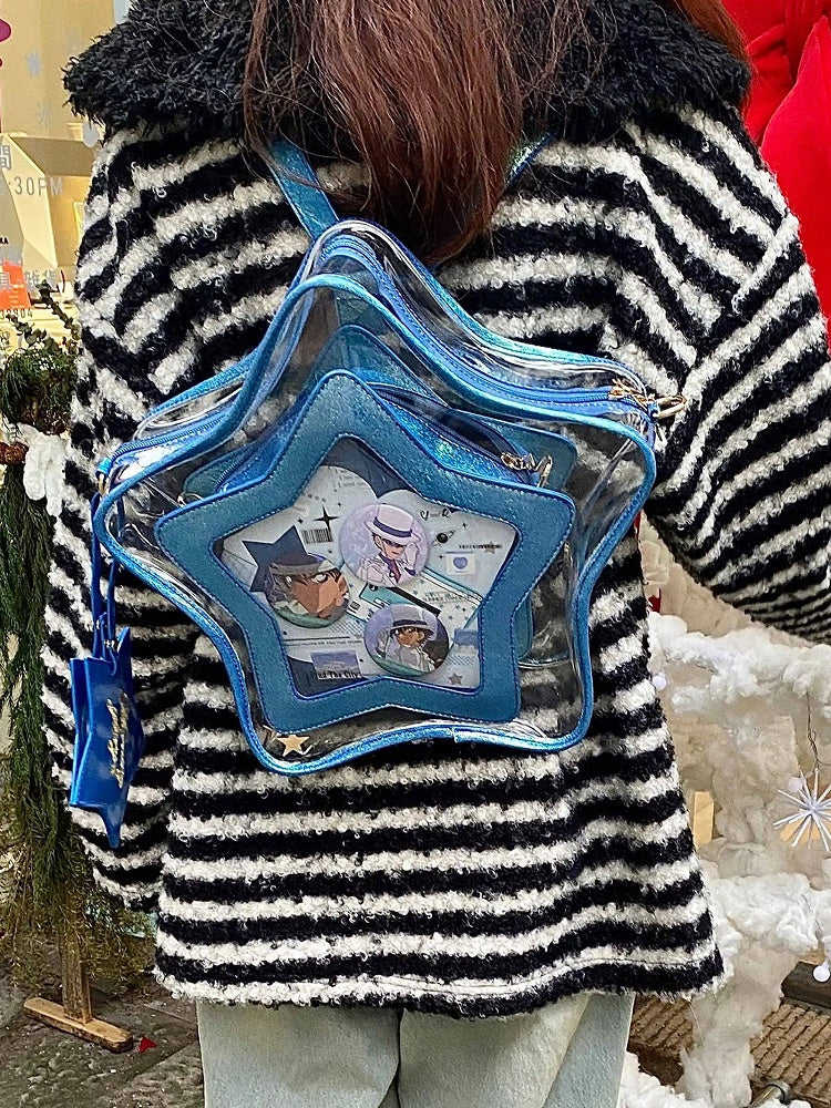 Dark Blue PU Star-shaped Ita Bag Set with Detachable Badge Charm