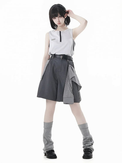 Apricot Zipper Neckline Techwear Tank Top