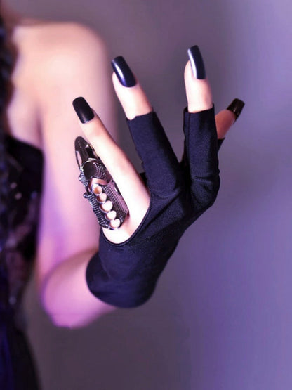 Black Cyberpunk Three-finger Gloves