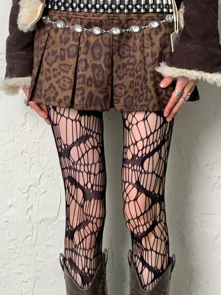 Black Gothic Asymmetrical Design Hollow-out Tights