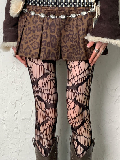 Black Gothic Asymmetrical Design Hollow-out Tights