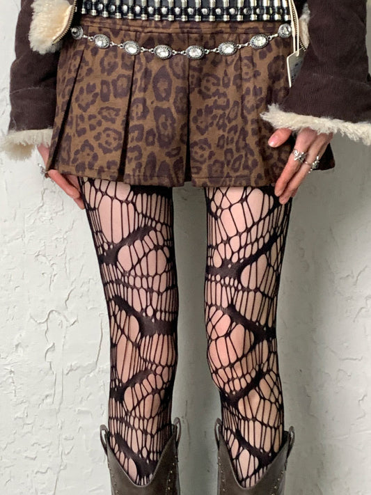 Black Gothic Asymmetrical Design Hollow-out Tights