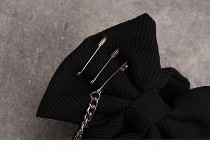 Gothic Cross Chain Decorated Black Bow Claw Clip