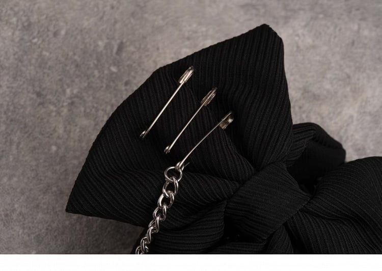 Gothic Cross Chain Decorated Black Bow Claw Clip