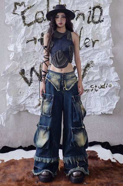 Punk Star Design Dark Grey Sleeveless Top