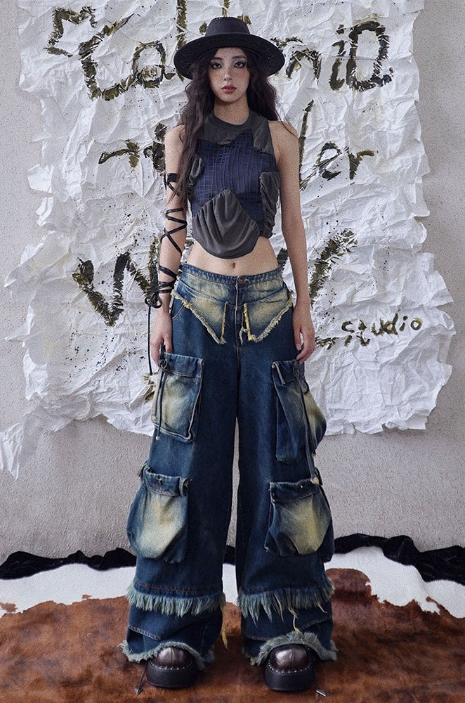 Punk Star Design Dark Grey Sleeveless Top