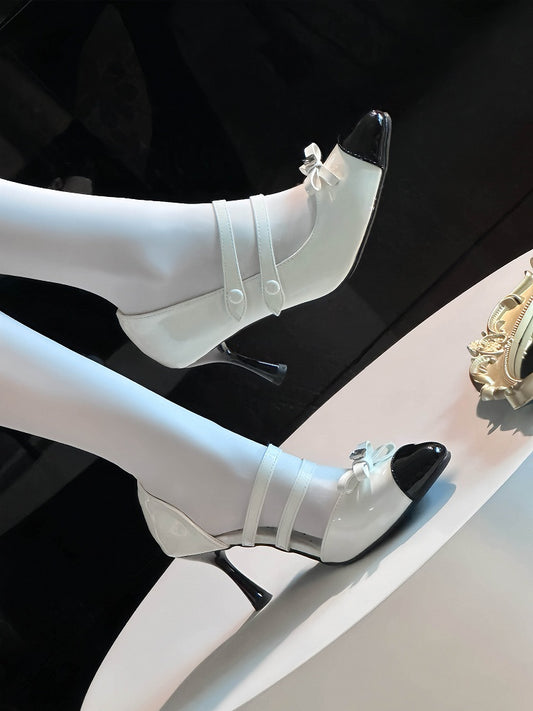 Black and White Chocolate Bow at Top Sweet Lolita High Heels