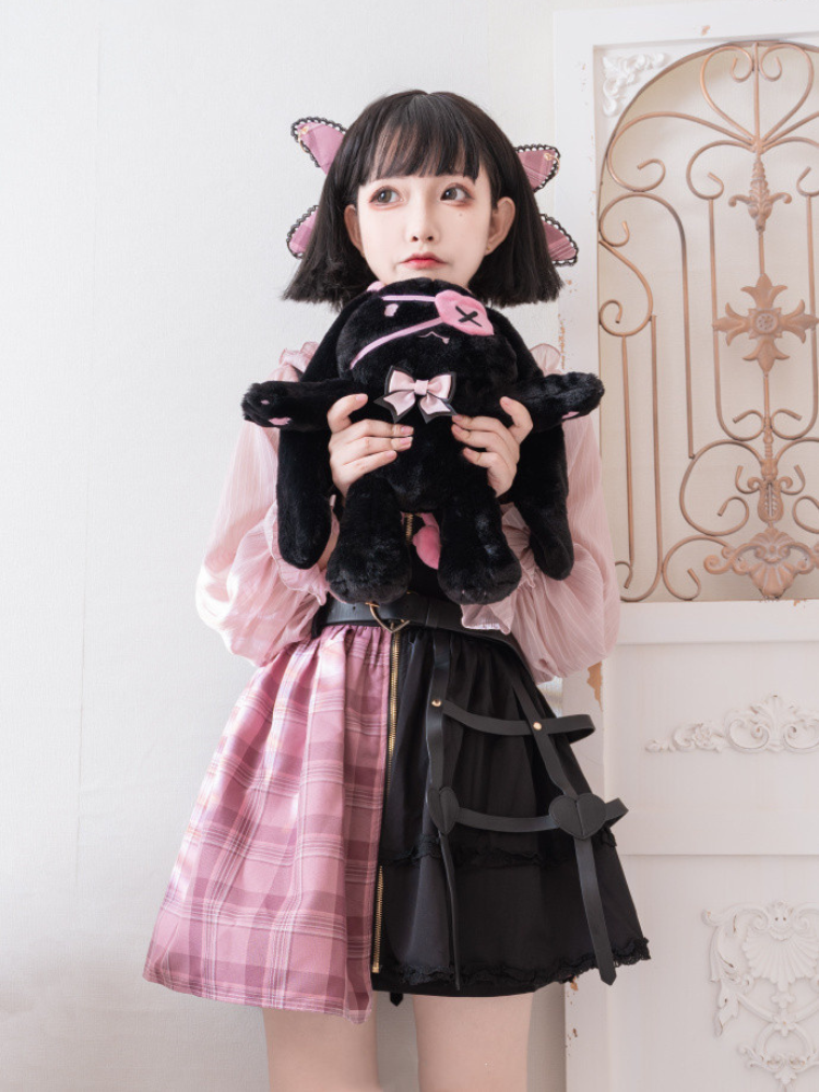 Devil Bunny Black and Pink Plush Bag