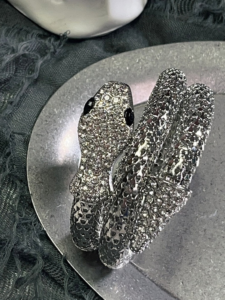 Silver Snake Design Bangle With Necklace Set