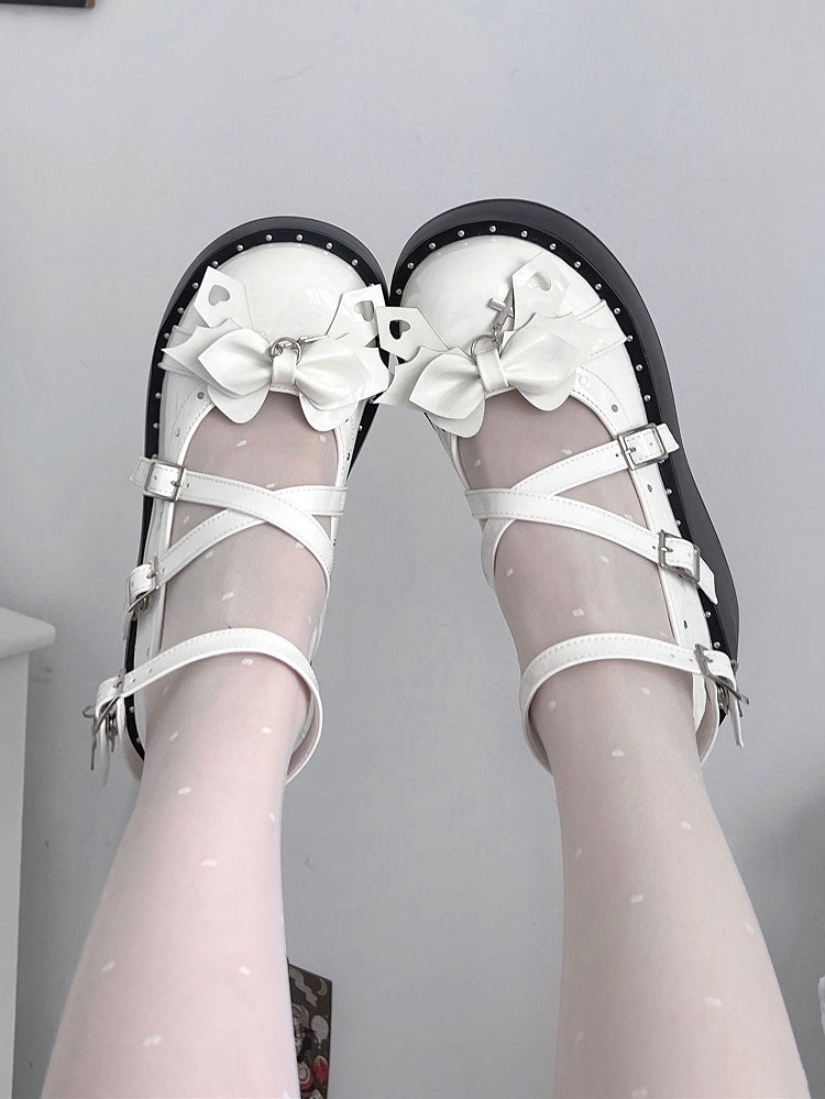 Demon Wings Punk White Platforms Cross Details