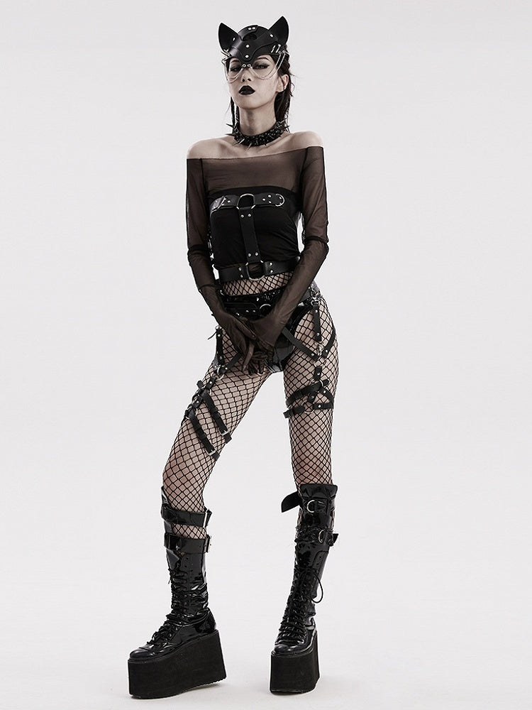Black Punk PU Harness