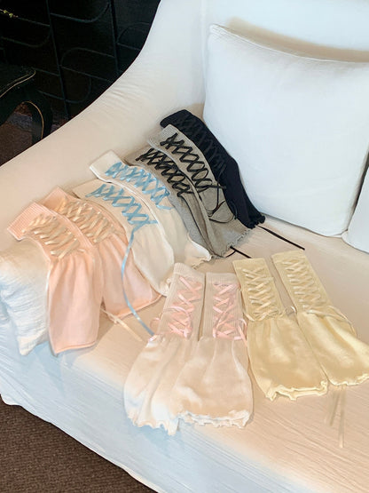 6 Color Options Lace-up Details Loose Leg Warmers