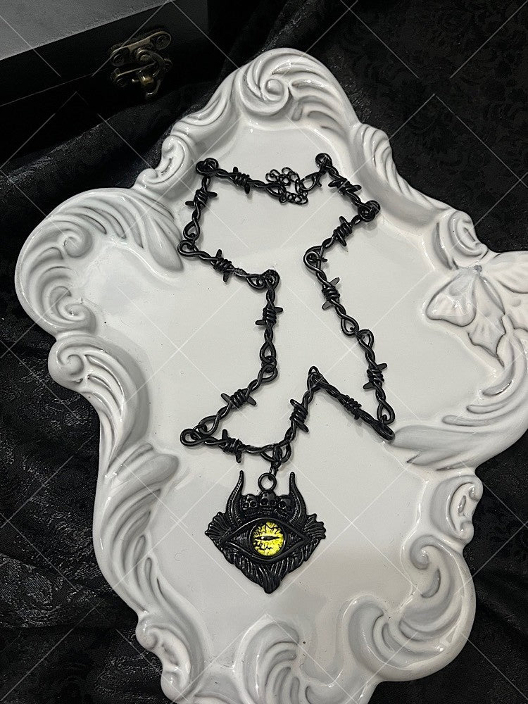 Red/Blue/Yellow/Orange Punk Rock Gothic Demon Eye Thorn Necklace