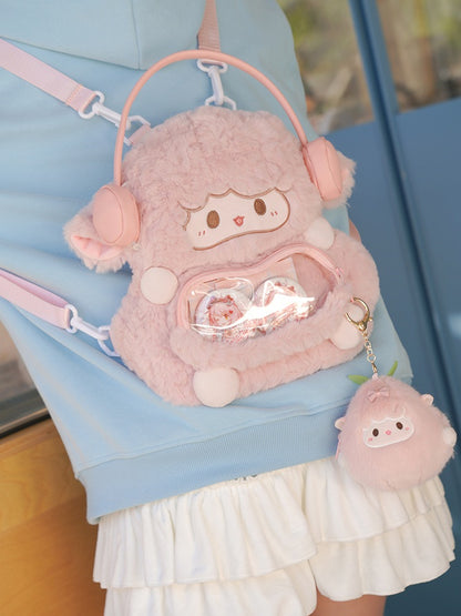 Pink Cute Lamb-shaped Plush Backpack Middle/Large Size